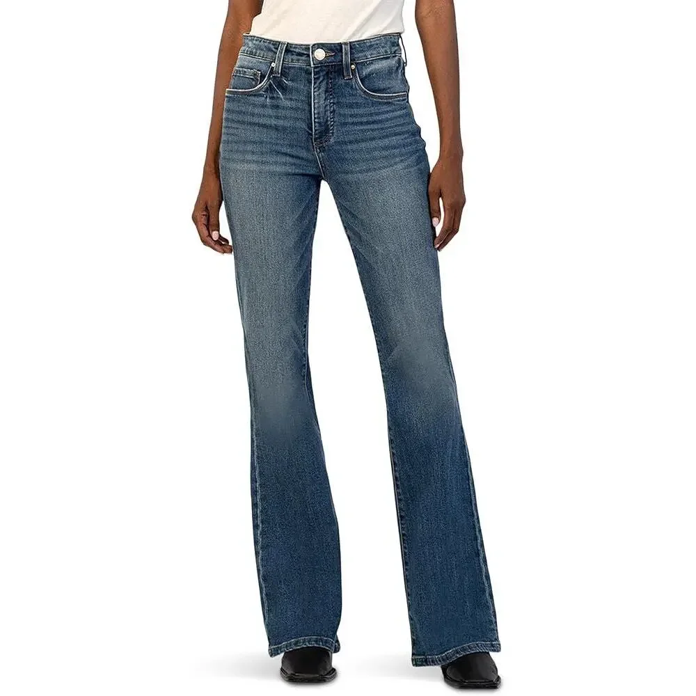 KUT from the Kloth Women's Ana High-Rise Fab Ab Super Flare in Counselled Size 0